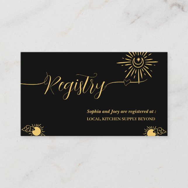 Magical Celestial Wedding Shower Gift Registry Enclosure Card (Front)