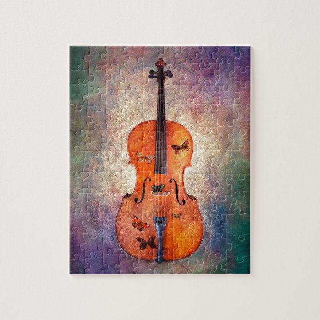 Magical cello with butterflies jigsaw puzzle (Vertical)