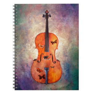Magical cello with butterflies notebook
