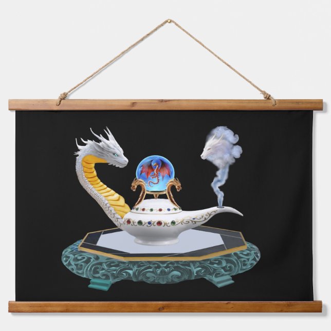 Magical Ceramic Dragon Lantern Fantasy Art Canvas Hanging Tapestry (Front)