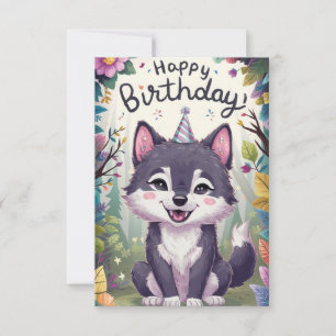 Magical Charming Wolf Digital Birthday Card