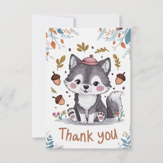 Magical Charming Wolf Thank You Card (Front)