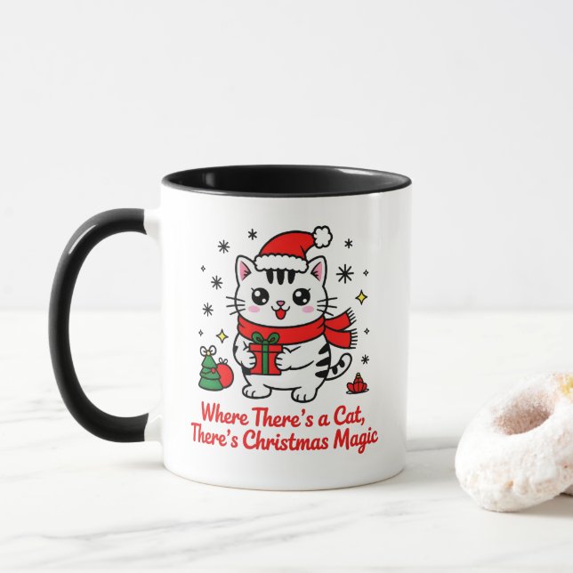 Magical Christmas Cat - Pet-Themed Gifting Mug (With Donut)