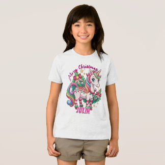 Magical Christmas Cute Unicorn Gift Kids Tri-Blend Shirt
