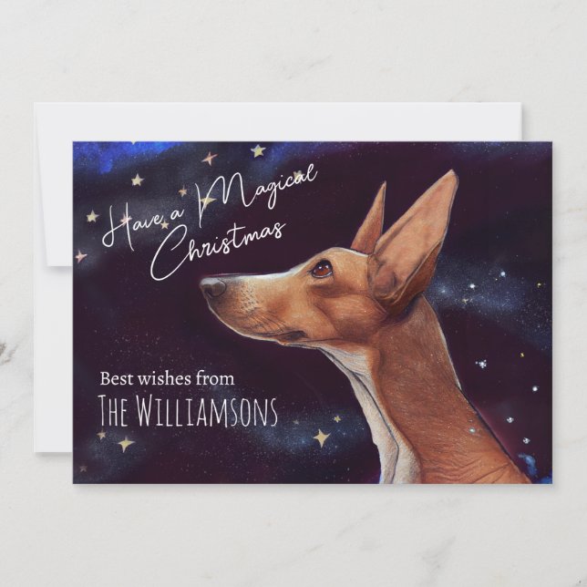 Magical Christmas Dog Art Whimsical   Holiday Card (Front)