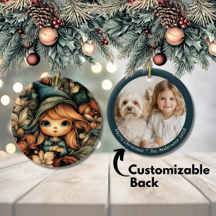 Magical Christmas Elf Customisable Ceramic Tree Decoration