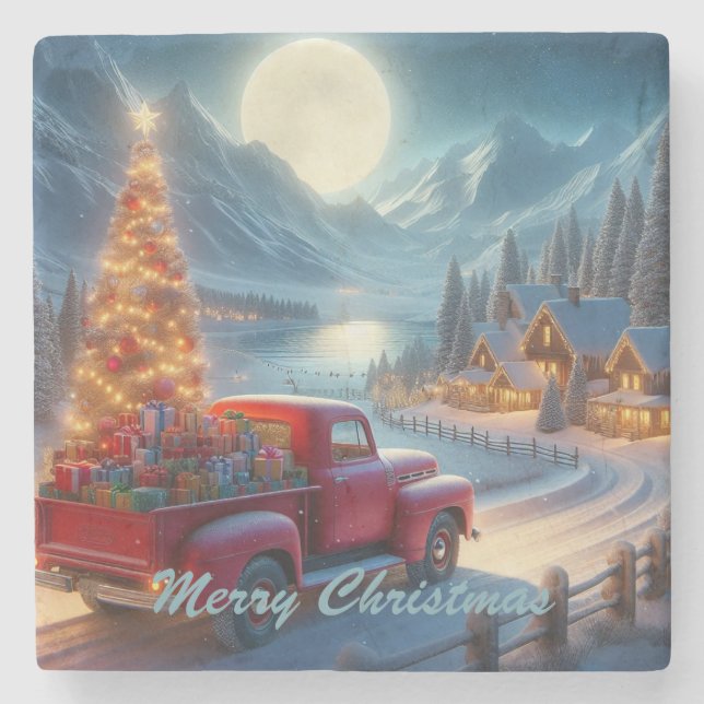 Magical Christmas Eve Delivery Stone Coaster (Front)