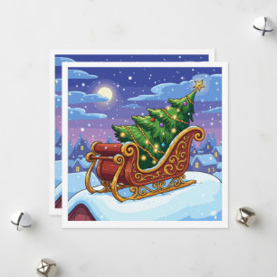 Magical Christmas Eve Sleigh Ride with Festive Holiday Card