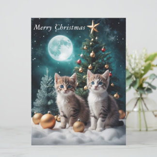 Magical Christmas Eve with Kittens by Tree