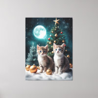 Magical Christmas Eve with Kittens by Tree 