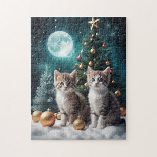 Magical Christmas Eve with Kittens by Tree  Jigsaw Puzzle