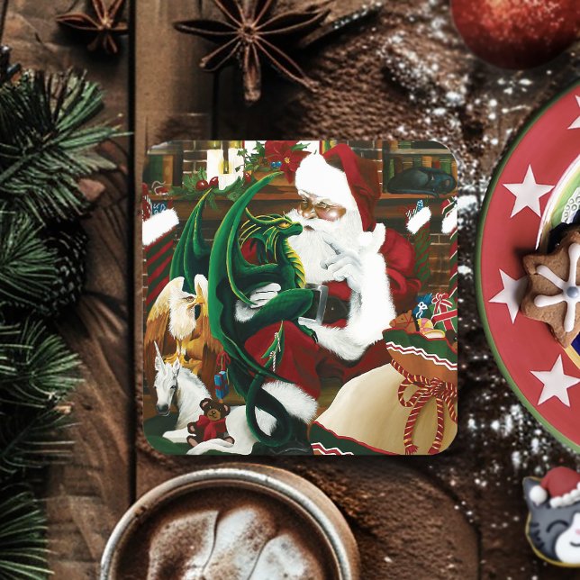Magical Christmas Fantasy Santa Dragon Yule Cosy Coaster (Creator Uploaded)
