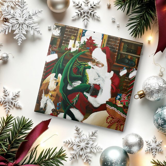 Magical Christmas Fantasy Santa Dragon Yule Cosy Tile (Creator Uploaded)
