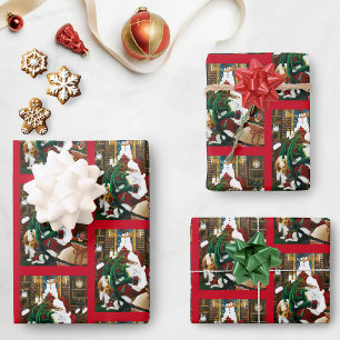 Magical Christmas Fantasy Santa Dragon Yule Cosy Wrapping Paper Sheet