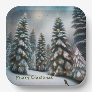 Magical Christmas Forest Paper Plate