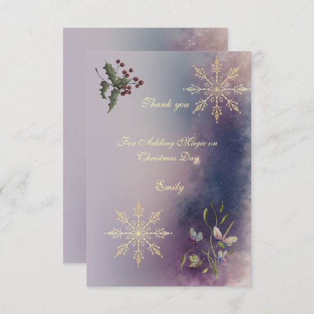 Magical Christmas Glow Birthday Thank you card  (Front/Back)