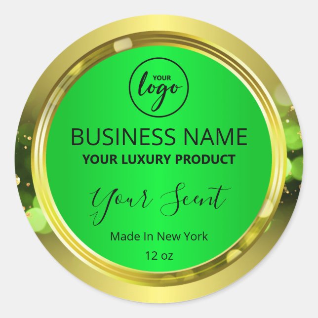 Magical Christmas Gold Green Logo Product Labels (Front)