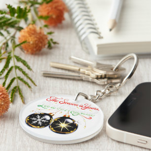 Magical Christmas Golden Glow & Snowflake Holiday  Key Ring