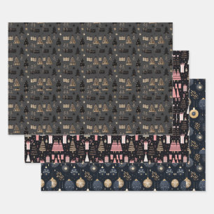 Magical Christmas Holiday Gifts Wrapping Paper Sheet