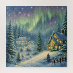 Magical Christmas night in the forest under stars  Jigsaw Puzzle