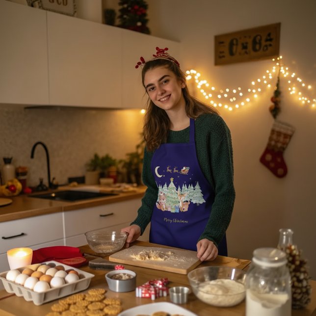 Magical Christmas Night in the Winter Forest Apron (Creator Uploaded)