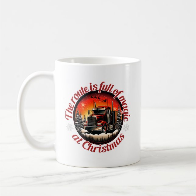 Magical Christmas Route for Truckers Coffee Mug (Left)