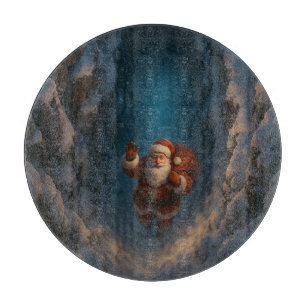 Magical Christmas Santa in Snowy Canyon Cutting Board