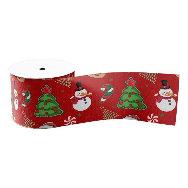 Magical Christmas – Santa, Reindeer & Snowflakes Grosgrain Ribbon (Spool)