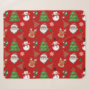Magical Christmas – Santa, Reindeer & Snowflakes Sherpa Blanket