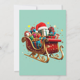 Magical Christmas Santa Sleigh & Festive Holiday  Card
