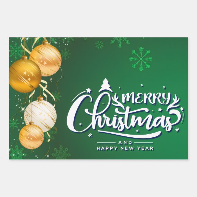 Magical Christmas Spirit – Festive Holiday Design Wrapping Paper Sheet (Front)