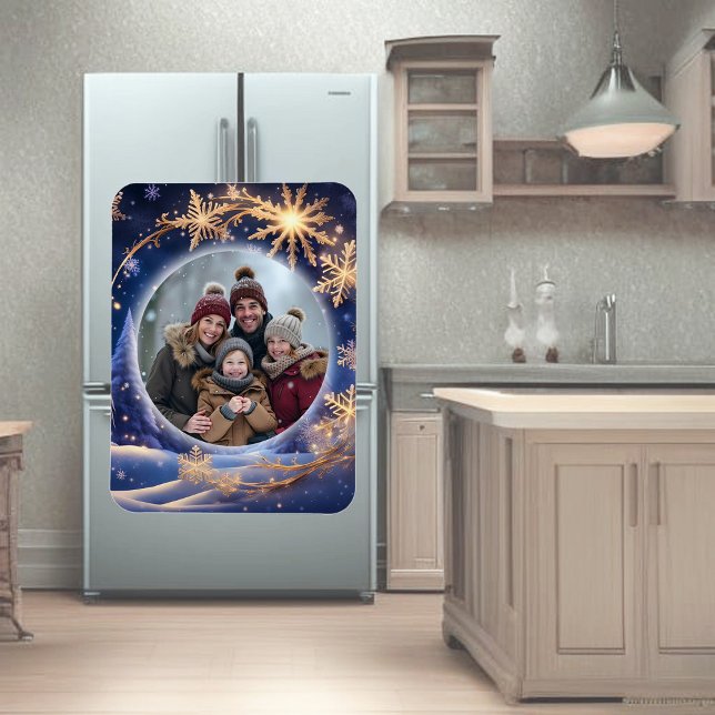 Magical Christmas time - golden snowflakes, photo Magnet (Creator Uploaded)