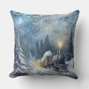 Magical Christmas Train Pillow – Vintage Winter