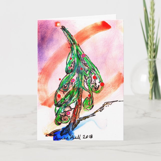 Magical Christmas Tree card O Holy Night stately (Front)