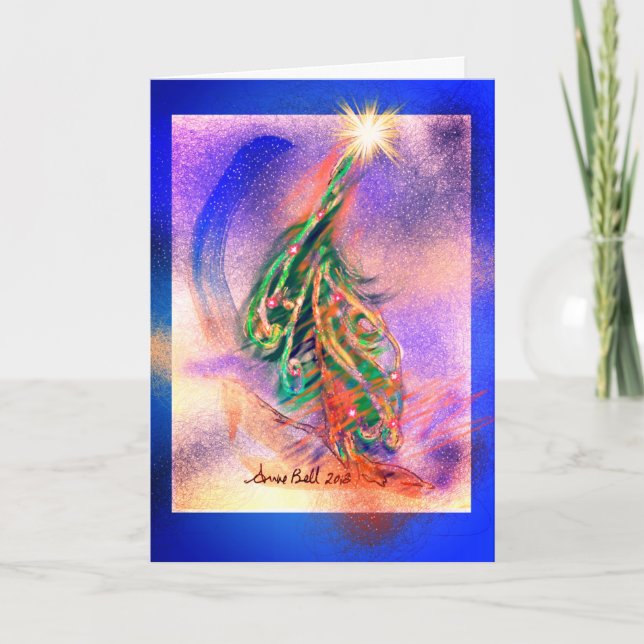 magical christmas tree holy night savior bright holiday card (Front)