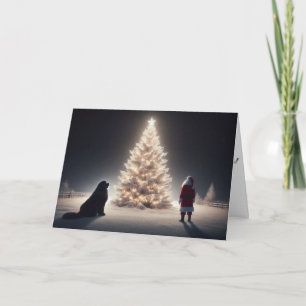 Magical Christmas Tree with Newf and Santa Card