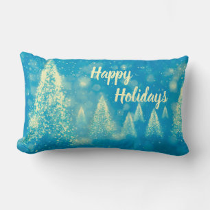 Magical Christmas Trees Happy Holidays Lumbar Cushion
