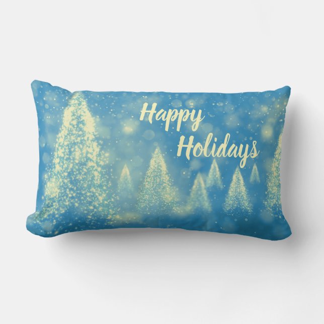 Magical Christmas Trees Happy Holidays Lumbar Cushion (Front)