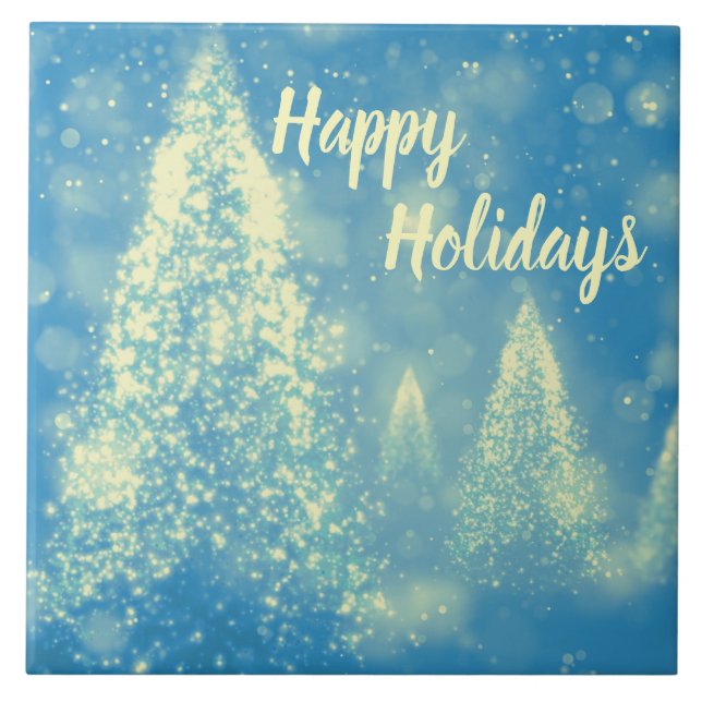 Magical Christmas Trees Happy Holidays Tile (Front)