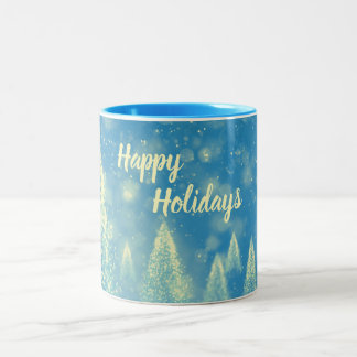 Magical Christmas Trees Happy Holidays Two-Tone Coffee Mug