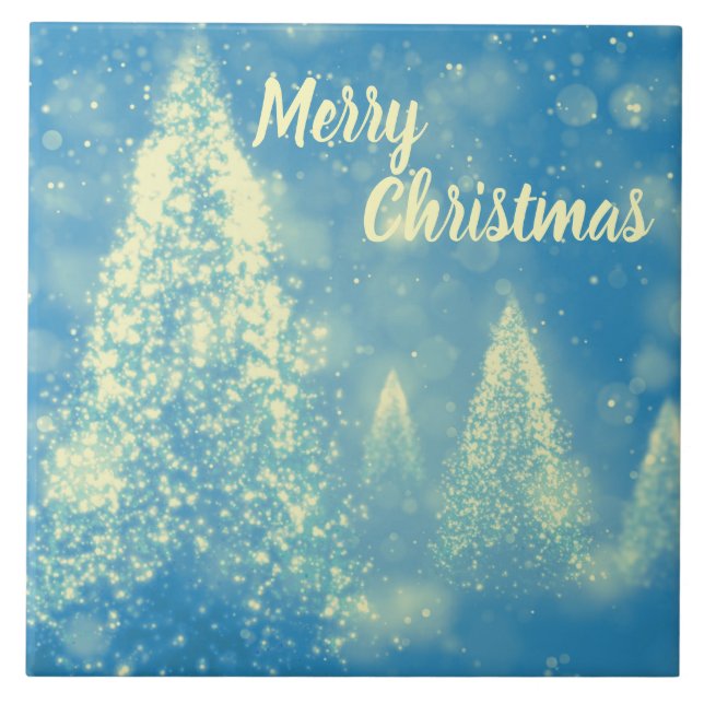 Magical Christmas Trees Merry Christmas Tile (Front)