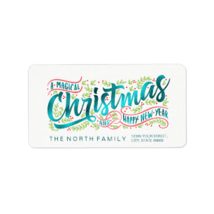 Magical Christmas Typography Horizontal TealID441 Label