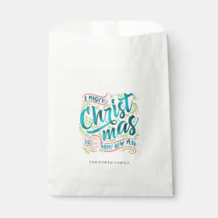 Magical Christmas Typography Teal ID441 Favour Bags