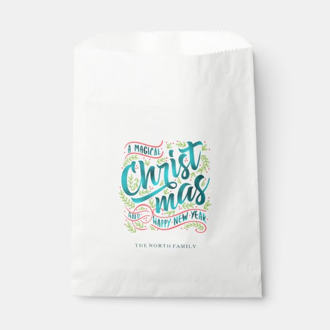 Magical Christmas Typography Teal ID441 Favour Bags (Front)