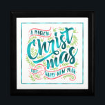 Magical Christmas Typography Teal ID441 Gift Box<br><div class="desc">Beautiful Christmas keepsake box design featuring teal foil typography of 'A Magical Christmas and Happy New Year'. Design is framed in teal and decorated with berries,  mistletoe and coral accents on an optional white background.Search ID441 to see other coordinating products and additional colour options for this design.</div>