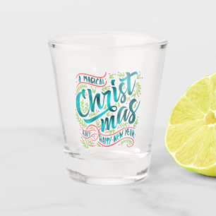 Magical Christmas Typography Teal ID441 Shot Glass