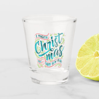 Magical Christmas Typography Teal ID441 Shot Glass