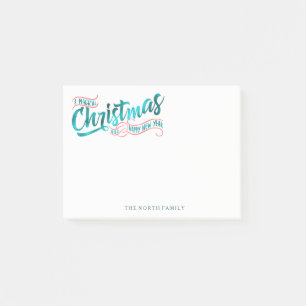 Magical Christmas Typography V2 Teal ID441 Post-it Notes