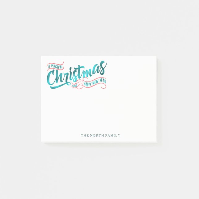 Magical Christmas Typography V2 Teal ID441 Post-it Notes (Front)