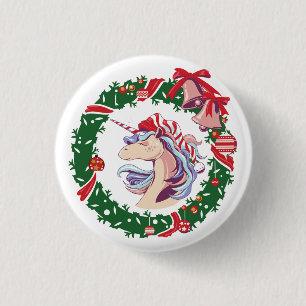 Magical Christmas Unicorn 3 Cm Round Badge